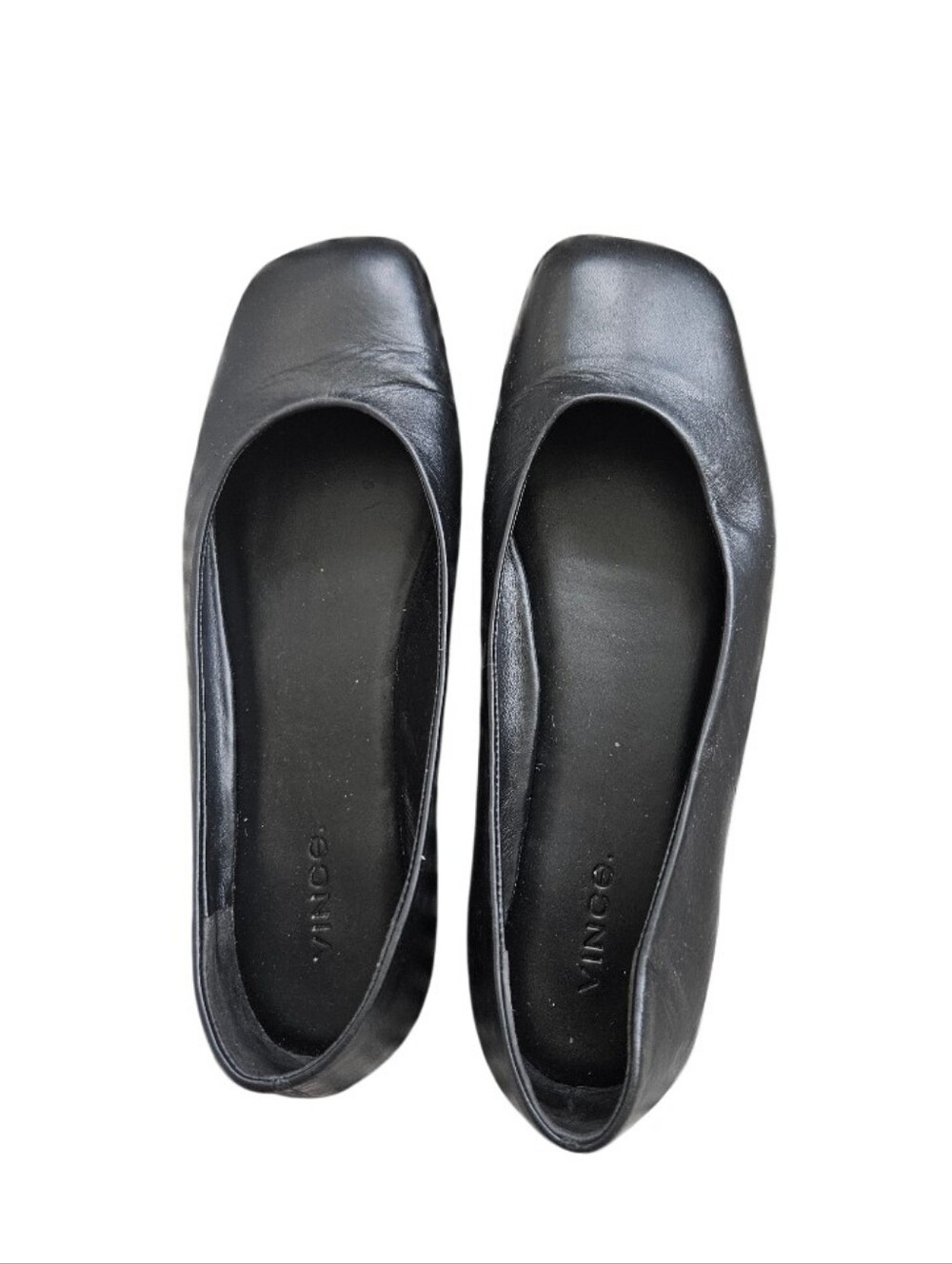 Vince Black Square-Toe Leather Ballet Flats - Picture 4 of 7